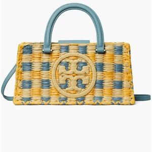 NWT $630 Tory Burch Ella Woven Satchel  in DEEP TURQUOISE!